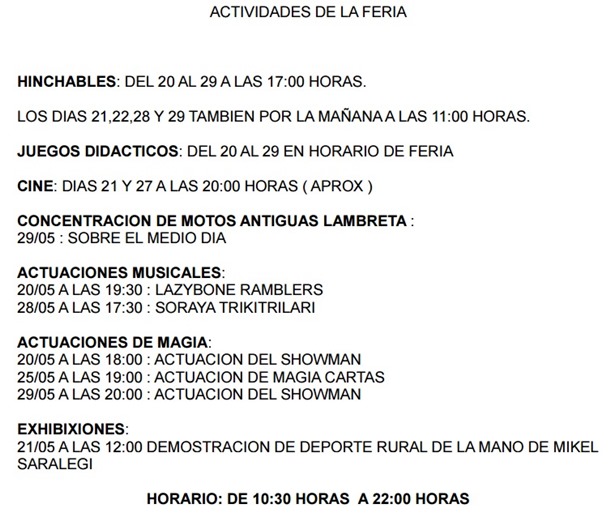 feria actividades